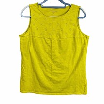 Coldwater Creek Tank Top Size Medium Chartreuse Knit Beaded Casual Basic - £10.00 GBP