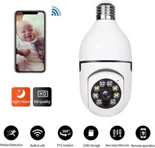 Wireless Light Bulb Security Camera for Home Security 360 Panoramic Motion Detec - £41.17 GBP