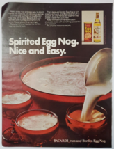 1972 Bacardi Rum And Borden Egg Nog Vintage Print Ad Spirited Egg Nog Nice&Easy - $9.95