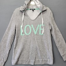 Planet Gold Women Hoodie Size S Gray Preppy Love Sweatshirt Long Sleeve Casual - £10.04 GBP