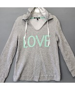 Planet Gold Women Hoodie Size S Gray Preppy Love Sweatshirt Long Sleeve ... - £9.41 GBP