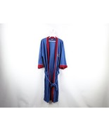 Vtg 70s Streetwear Mens Size S / M Velour Belted Bath Robe Loungewear Bl... - $54.40