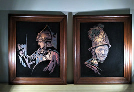 Gorgeous MCM Rembrandt &#39;esque 2pc Black Velvet Oil Painting Pair Framed 24 x 20 - £59.96 GBP