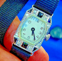Diamond Onix Deco Gatsby era Watch Antique European Design Solid 18k Whi... - $52,273.62 MXN