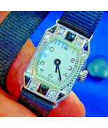 Diamond Onix Deco Gatsby era Watch Antique European Design Solid 18k Whi... - $52,273.62 MXN
