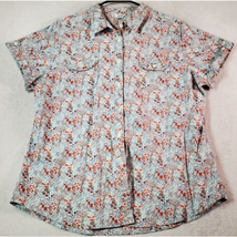 Woolrich Shirt Women XL Blue Multi Floral Short Sleeve Pocket Collar Button Down - £17.31 GBP