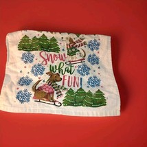 Hand Towel Dogs On Sleds &quot;Snow What Fun&quot; Christmas Decor Kitchen Bathroo... - $15.48