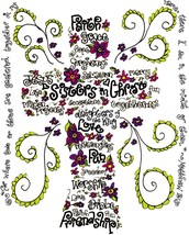Sisters in Christ Cross - Christian Gift for Her Wordart - Signed Art Print by - £31.45 GBP