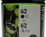 HP 62 Black Tri-Color Ink Cartridges N9H64FN C2P04AN C2P06AN Exp 2025 Re... - $39.98