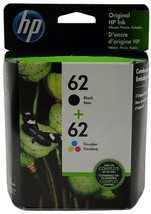 HP 62 Black Tri-Color Ink Cartridges N9H64FN C2P04AN C2P06AN Exp 2025 Retail Box - £31.37 GBP