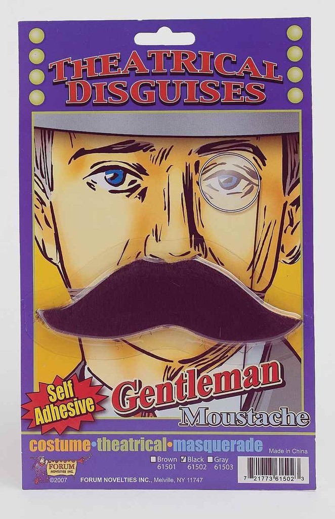 FORUM SELF ADHESIVE GENTLEMAN BLACK THEATRICAL MOUSTACHE 61502 Item image 3