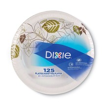 Dixie UX9WSPK Pathways WiseSize 8.5&quot; Paper Plates - Green/Burgundy (125/PK) New - £29.10 GBP