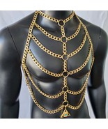 Rave Gold Man Body Chain Harness, Festival Chest Harness Bondage Fetish ... - $65.00
