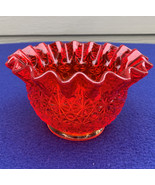 LE Smith Amberina daisy &amp; button ruffled bowl 6&quot;,  bright beautiful color - £16.01 GBP