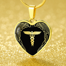 Nurses Are Angels Necklace Stainless Steel or 18k Gold Heart Pendant 18-22&quot; - £29.84 GBP+