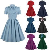Elegant Bow Ladies Dress, Fashion Women&#39;s Shirt Dress, Casual Loose Skirt - £29.09 GBP