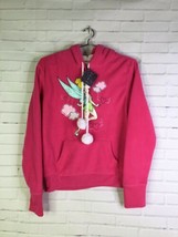 Disney Girls XL Tinkerbell Fairy Pink Fleece Sherpa Hooded Sweater With Pocket - $24.25
