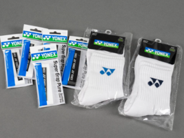 Yonex Badminton Tennis Socks 2 Pairs Overgrip 2pcs Set Racket Accessory ... - $26.91