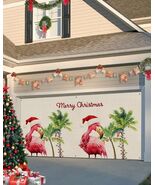 Garage Door Banner Merry Christmas Outdoor Decor Linen Texture 7x8 Ft - $15.10 CAD