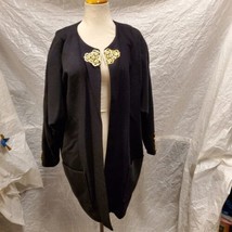 Cynthia Stone Sedan Camel Hair Women&#39;s Black Cardigan Sweater, Size M - $44.55