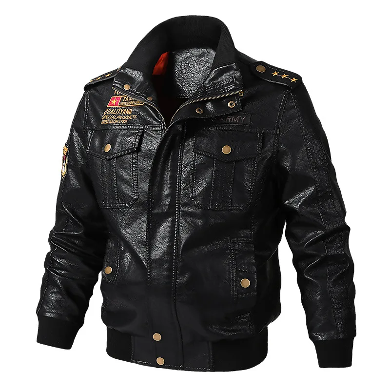 European and  fashion men&#39;s casual stand-up collar pu leather jacket long-sleeve - £161.10 GBP