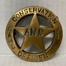 Brass US Fish Game Conservation Officer Warden DWR 1970s Vintage Belt Buckle - £34.22 GBP
