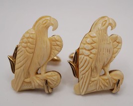 Cufflink Set Mens Eagle Mid Century Design Gold Tone - £19.46 GBP