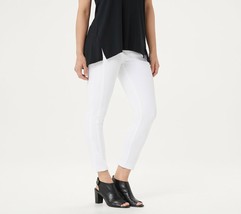 H by Halston Women&#39;s Jeans Sz Regular 16 Denim Slim Leg Crop W/ Pintuck White - £7.58 GBP