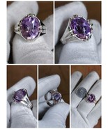 Natural Untreated Amethyst Jeli silver 925 Solid Ring - $74.65