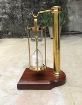 Antique Brass Sand Timer Hanging with Wooden Base Table Top Hourglass Timer Gift - $98.01