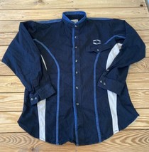 Vintage Express Riders Men’s Button up western shirt size M Black Blue CB - $29.69