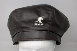 Vintage Kangol Brown Leather Flat Cap Hat Cabbie Newsboy Large XL USA Hip Hop 80 - £39.10 GBP