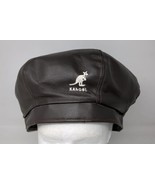 Vintage Kangol Brown Leather Flat Cap Hat Cabbie Newsboy Large XL USA Hip Hop 80 - £38.92 GBP