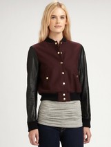 THEORY Women&#39;s Burgundy Dex Varsity Jacket (Size L) - £159.46 GBP