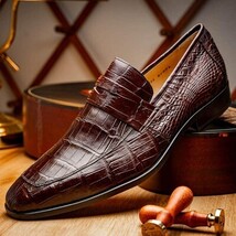 Men's Shoes Matteo Genuine Alligator Slip-On Loafer Brown image 10