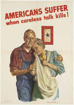 Vintage Style WWII Careless Talk Kills Canvas Poster 12x17 - $8.90