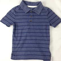 Old Navy Boy&#39;s Toddler Size 4T Blue Short Sleeve Striped Polo Shirt - £3.12 GBP