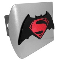 SUPERMAN S BATMAN EMBLEM BAT BRUSHED CHROME METAL USA MADE TRAILER HITCH... - $79.99