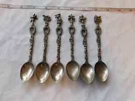 Vintage Souvenir Spoons Lot of 6 Made in Italy Horse Cherub Lion w/ Wings - £40.99 GBP