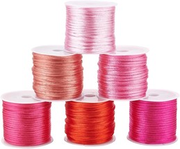 60 Yards Pink Rattail Satin Cord 2mm Silky Cord Satin String Thread for Macrame  - £23.80 GBP