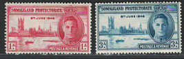 British Somaliland Protectorate 1945-46 Vf Mlh Stamps Scott# 108-109 Peace Issue - £1.02 GBP