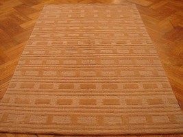 Modern 5x8 Beige Rug Carved/Raised Soft Wool pile Durable Rug - £171.90 GBP