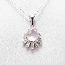 Pink Rose Quartz Necklace, 925 Sterling Silver, Quartz, Gemstones, Necklace, Nec - £23.97 GBP