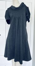 Calvin Klein Women's Short Sleeve Drape Neck Dress Gray Herringbone Size 14 - $18.00