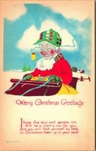 Unique Hillbilly Santa Claus Corn Cob Pipe Poem Richards Co. UNP Postcard C4 - £25.59 GBP
