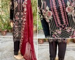 Pakistani Black 3Pcs Fancy  Chiffon Dress with embroidery &amp; Squins work,XL - £90.22 GBP