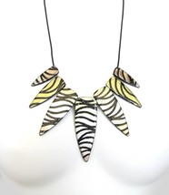 Metallic Stripes Dagger Style Polymer Clay Resin Pendant Necklace fashion Jewelr - £24.74 GBP