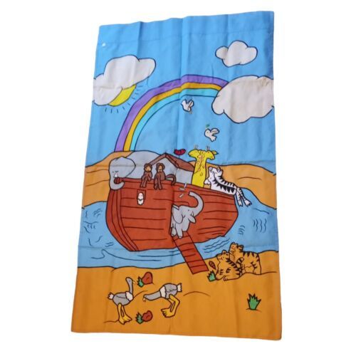 Vintage Noah's Ark Decorative Colorful Garden Flag Wall Tapestry 48"x28" EUC - $18.66