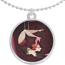 Circus Acrobat Trapeze Round Pendant Necklace Beautiful Fashion Jewelry - $10.77