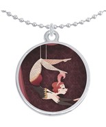 Circus Acrobat Trapeze Round Pendant Necklace Beautiful Fashion Jewelry - £8.62 GBP